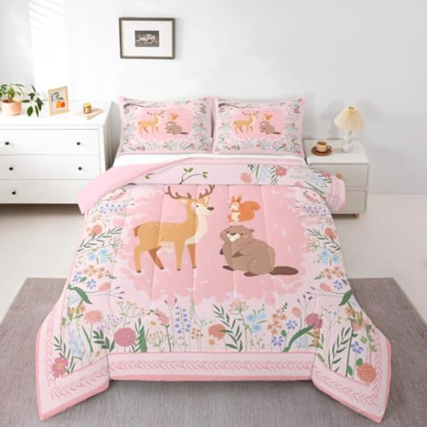 Floral Animal Toddler Kids - Quilt, Twin
