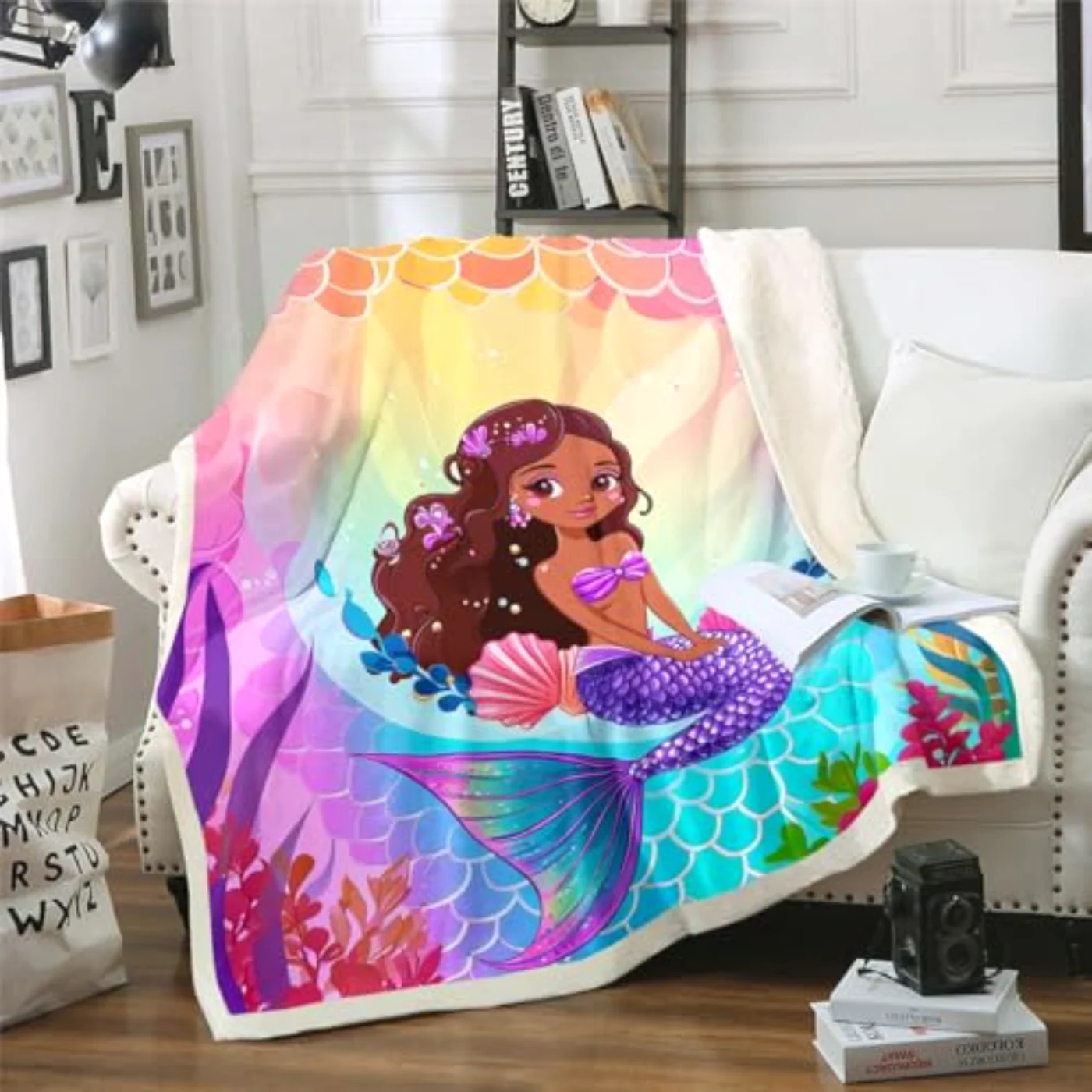 Kawaii Black Girl Throw Blanket Throw