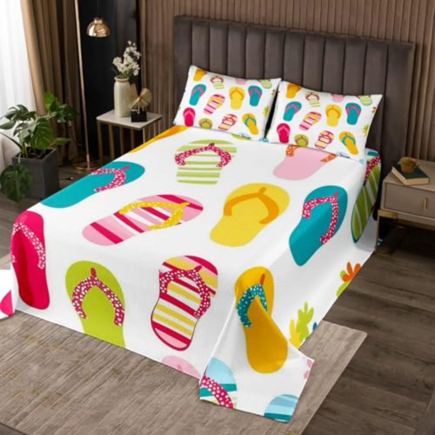Cartoon Flip Flops Bedspread Kawaii Quilt, Queen