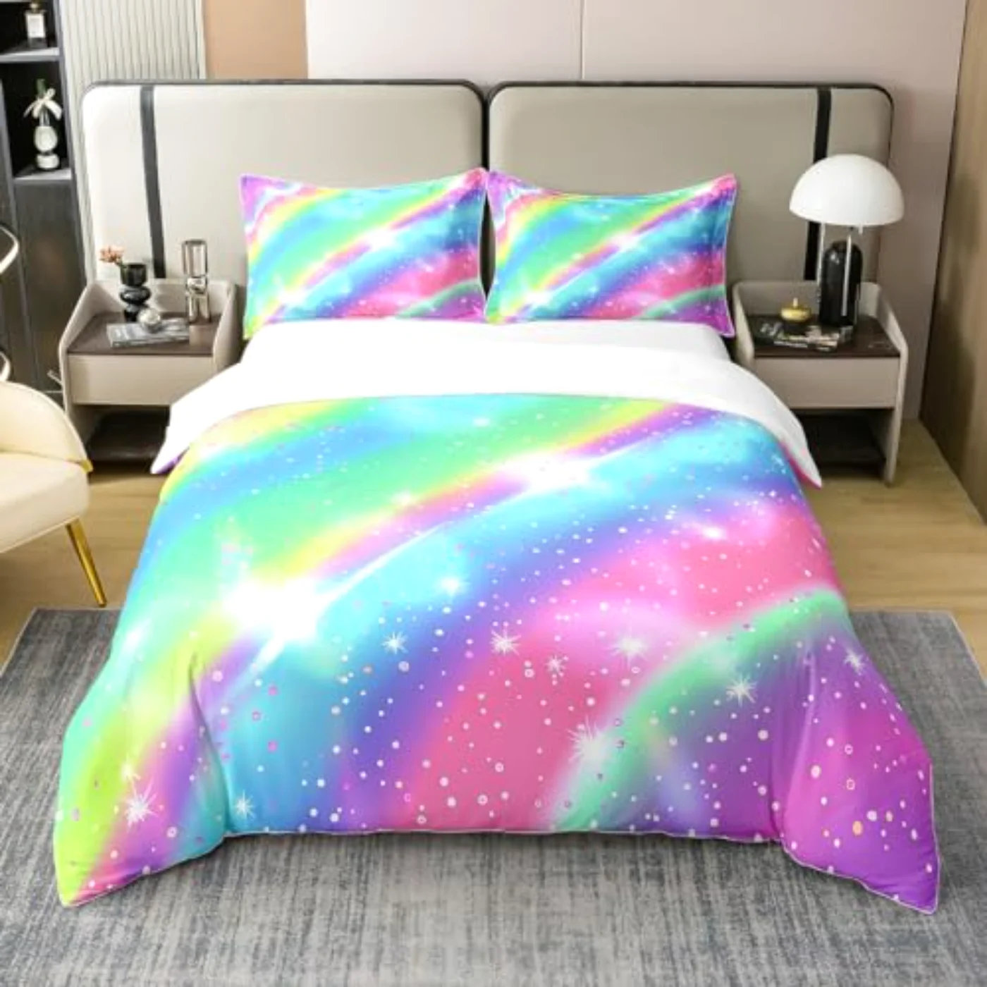 Organic Cotton Girls Rainbow Duvet Cover, Twin