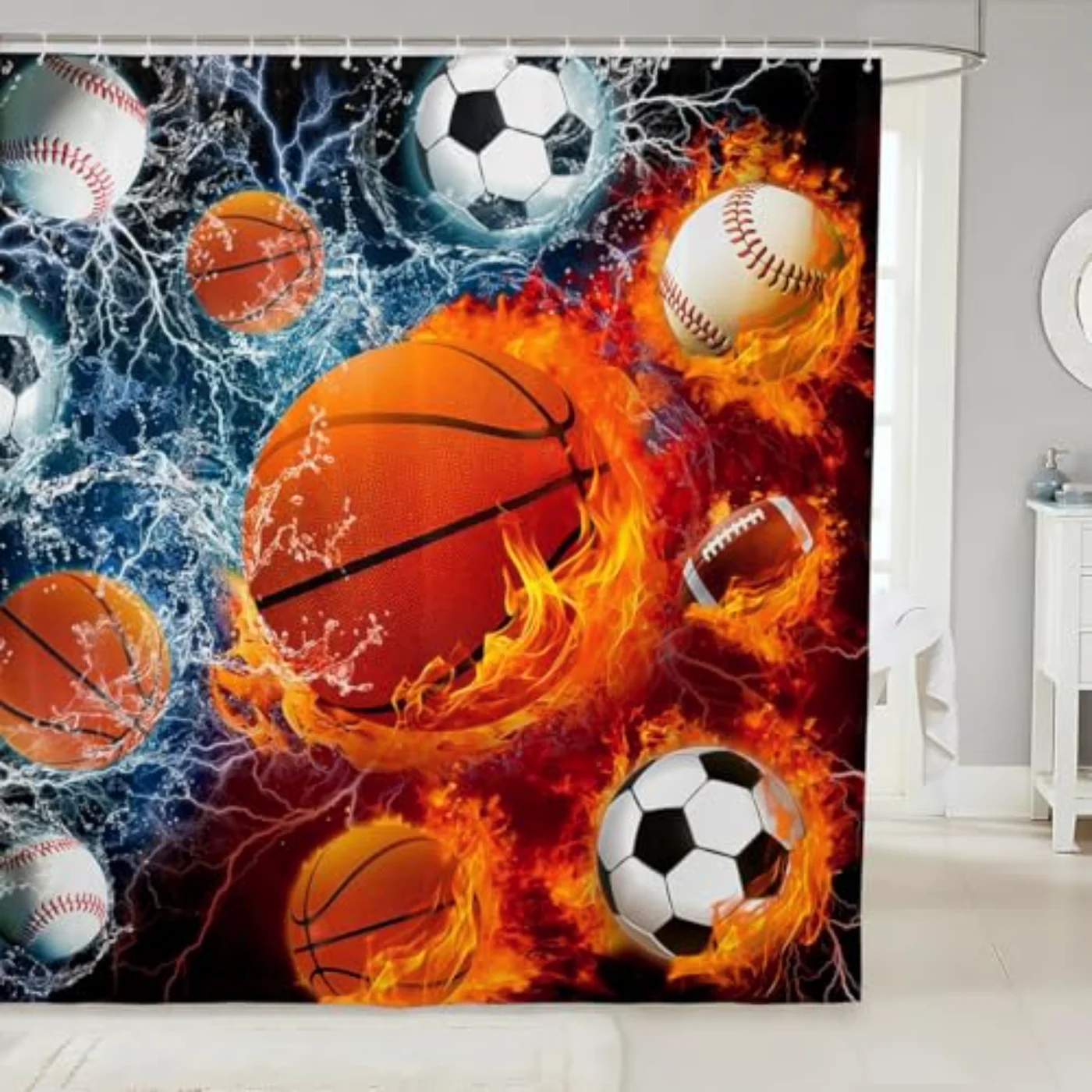 Sports Shower Curtain Boys Wx72 Shower Curtain