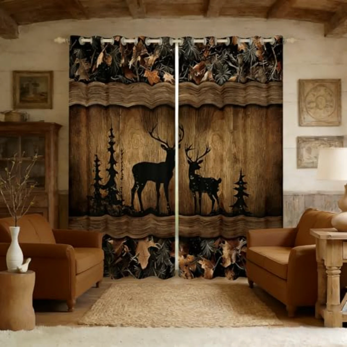 Rustic Cabin Window Curtains Camo Curtains