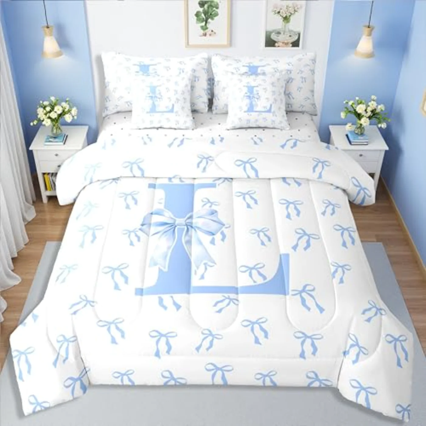 Kids Cartoon Bow Sheets Cute Comforter Set, Full