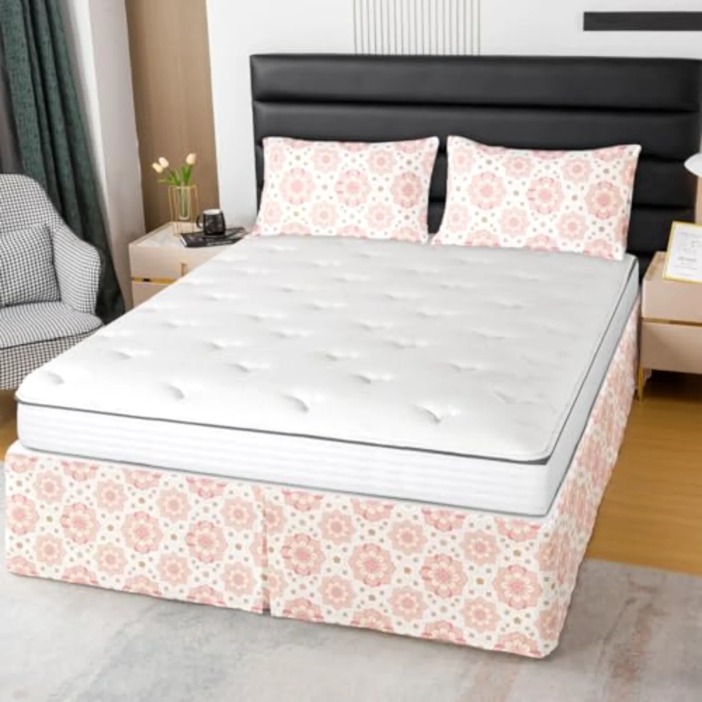 Boho Flowers Bedskirt Pink Floral (LNPF)
