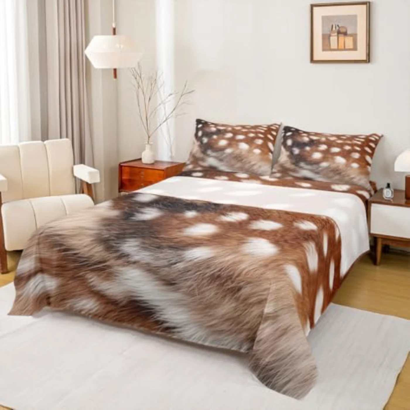 Elk Deer Print Reindeer Skin Sheet Set, King