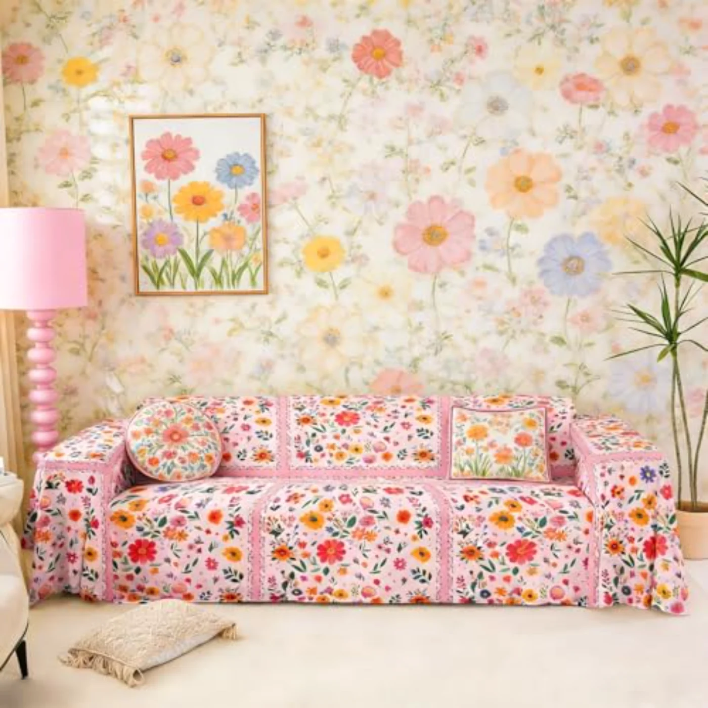 Boho Floral Couch Throw