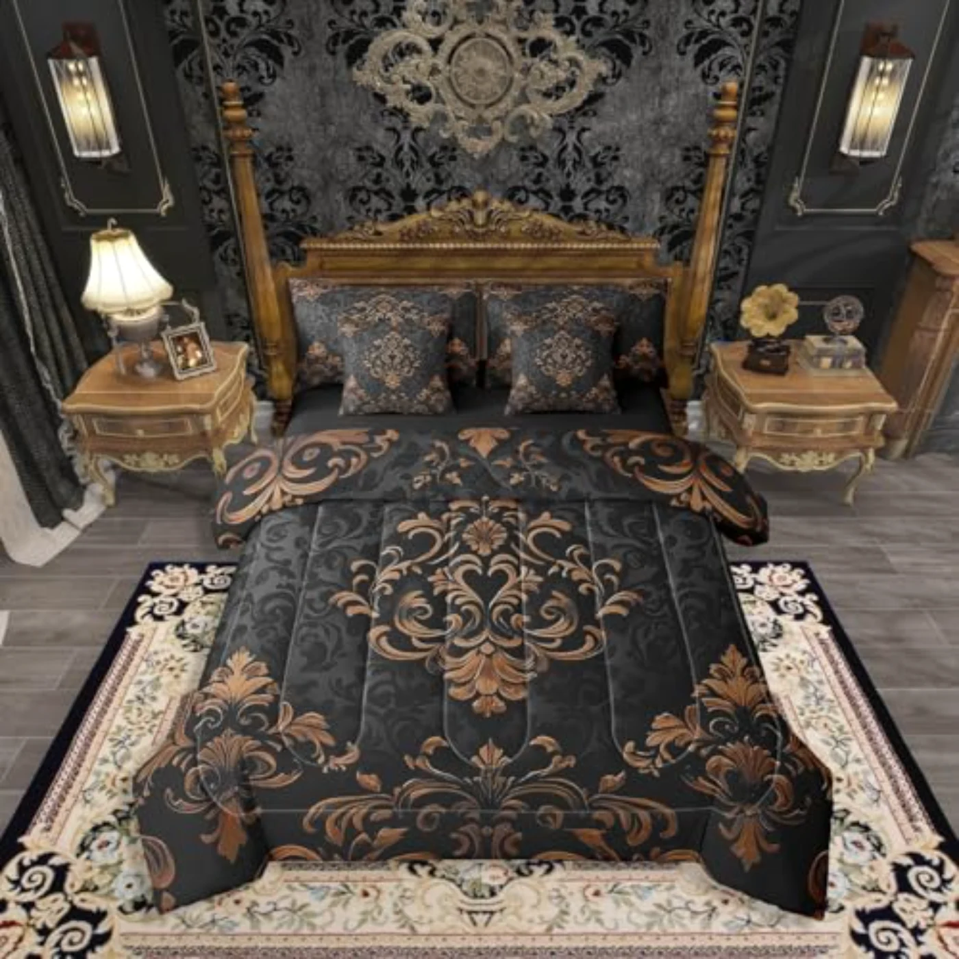 Black Red Gothic Comforter Set, King (4WWH)