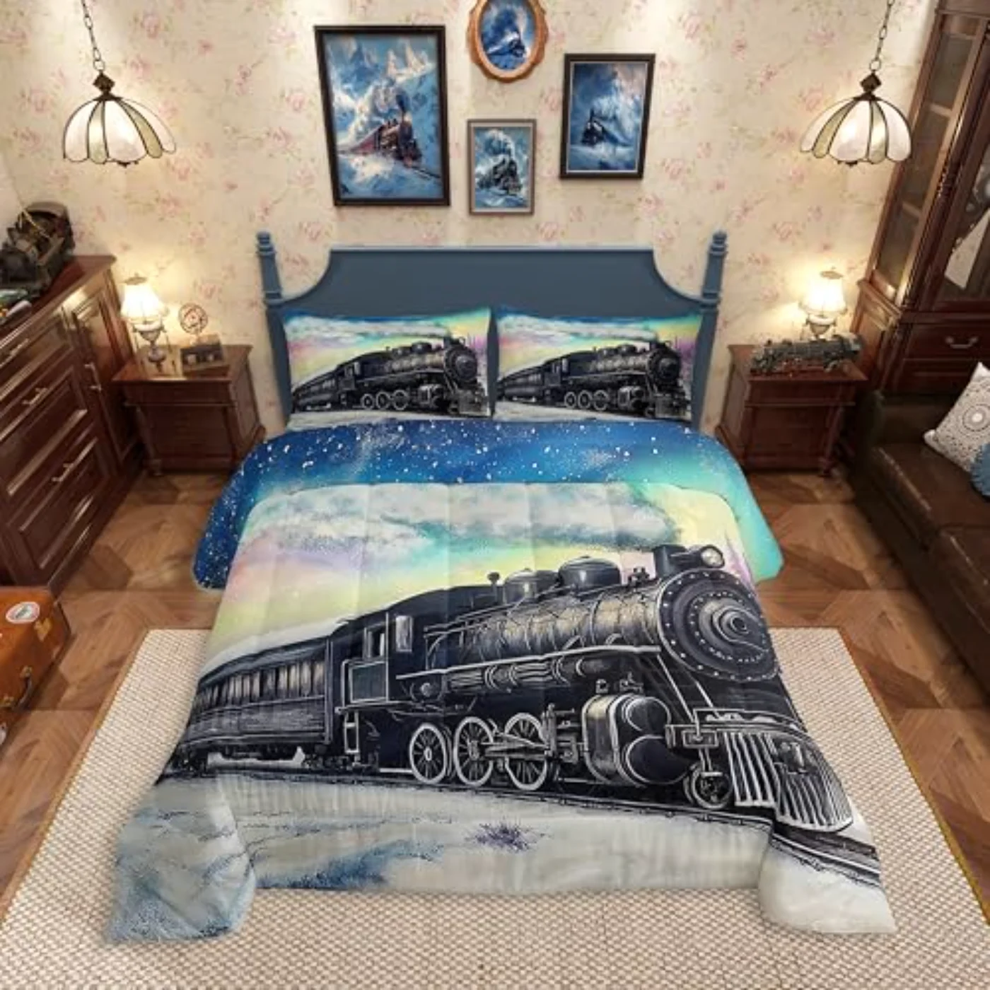 Aurora Train Comforter Set, Queen