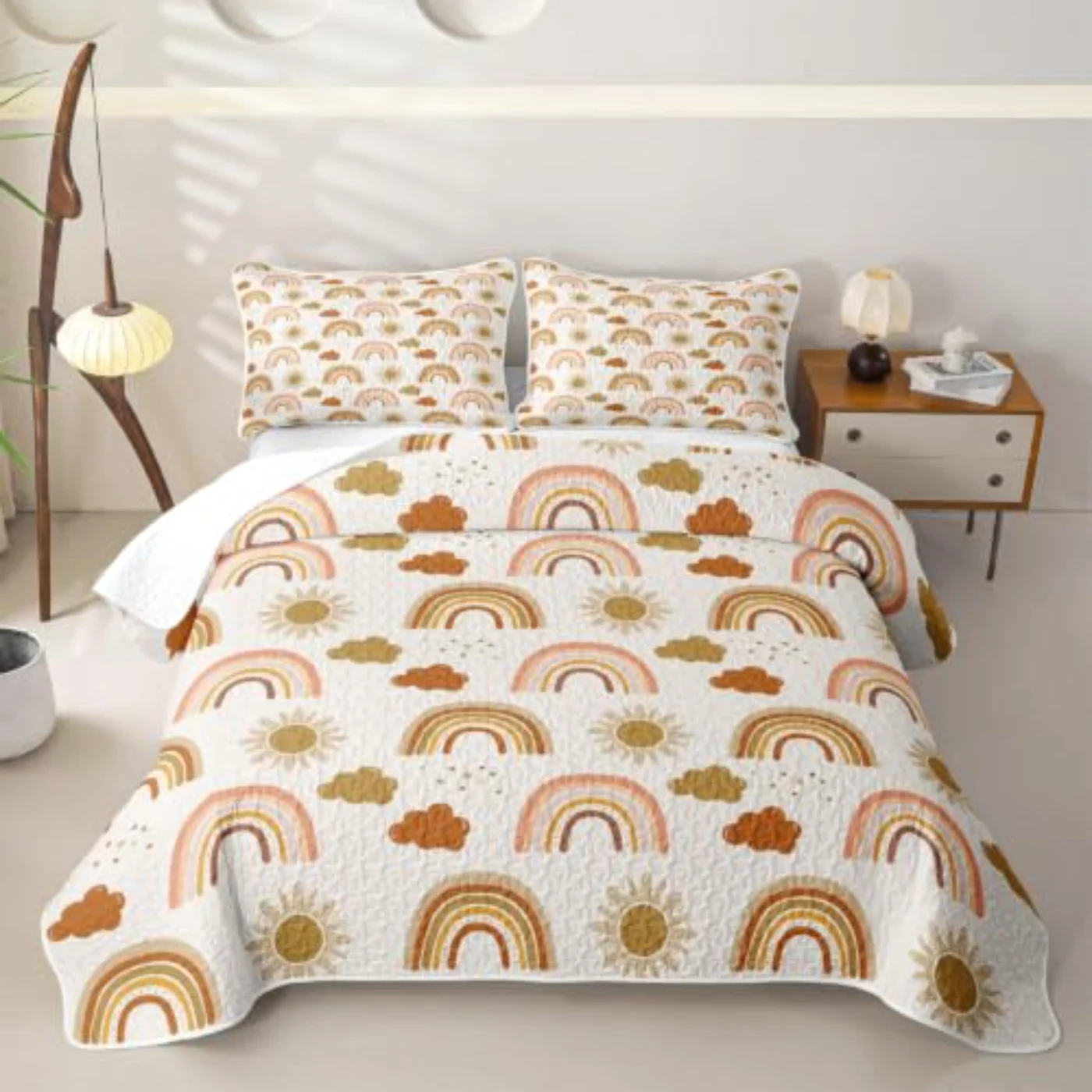 Cute Boho Rainbow - Clouds Quilt, Full