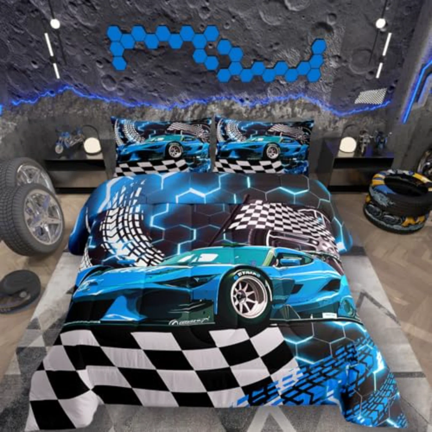 Toddler Race Car Boys Comforter Set, Twin