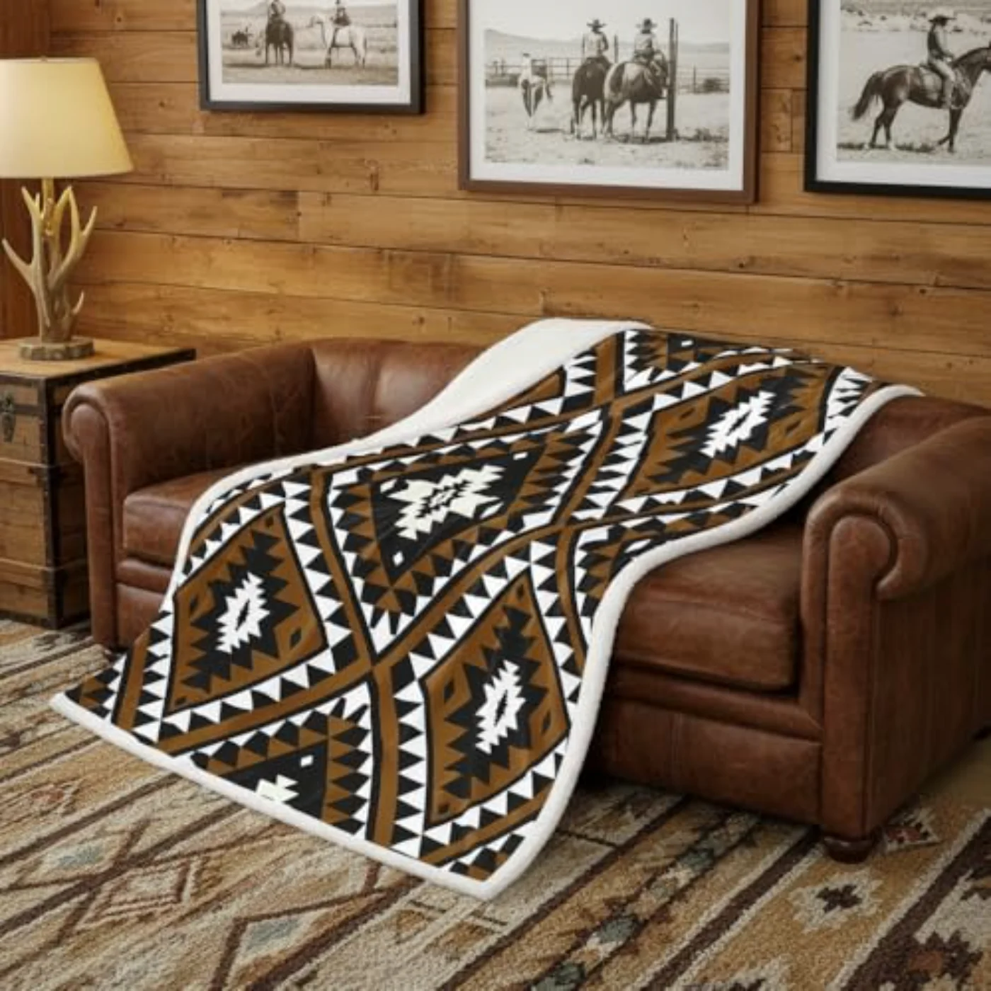 Rustic Western X90 Throw Blanket Throw, Queen