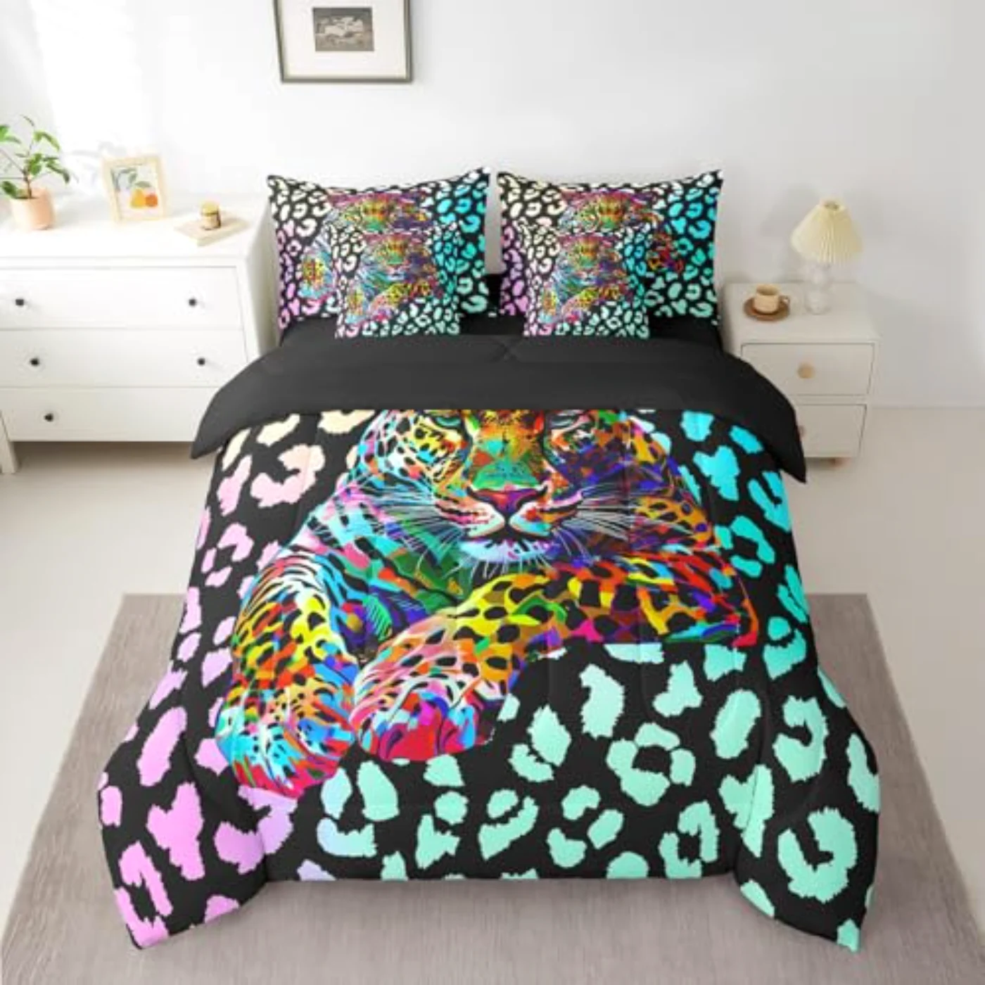 Cheetah Print In Bag Rainbow Comforter Set, Twin