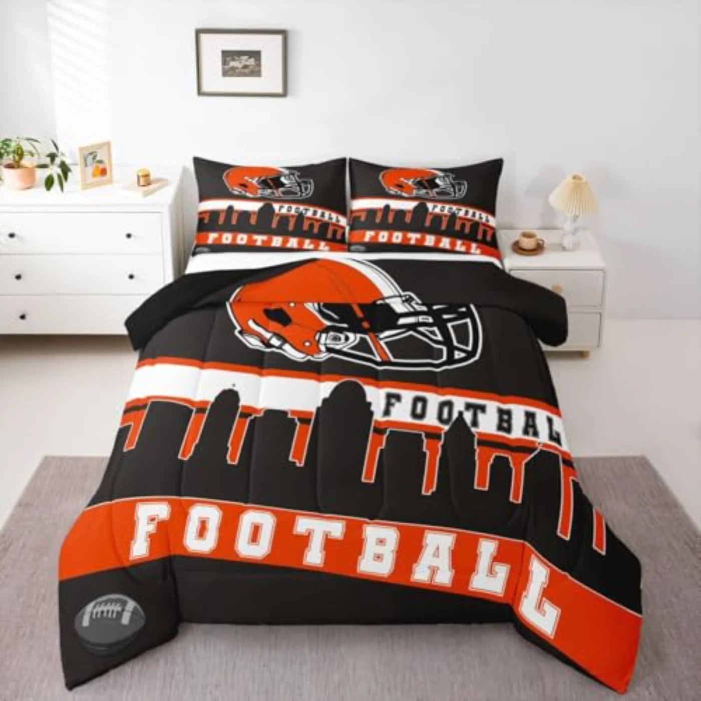 Football City Football Young Grey Comforter Set, Queen