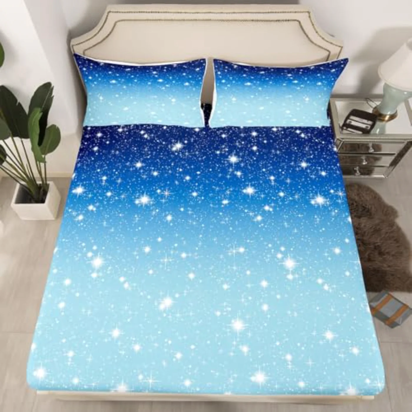 Blue Galaxy Sheets Pastel Dark Sheet Set, Twin