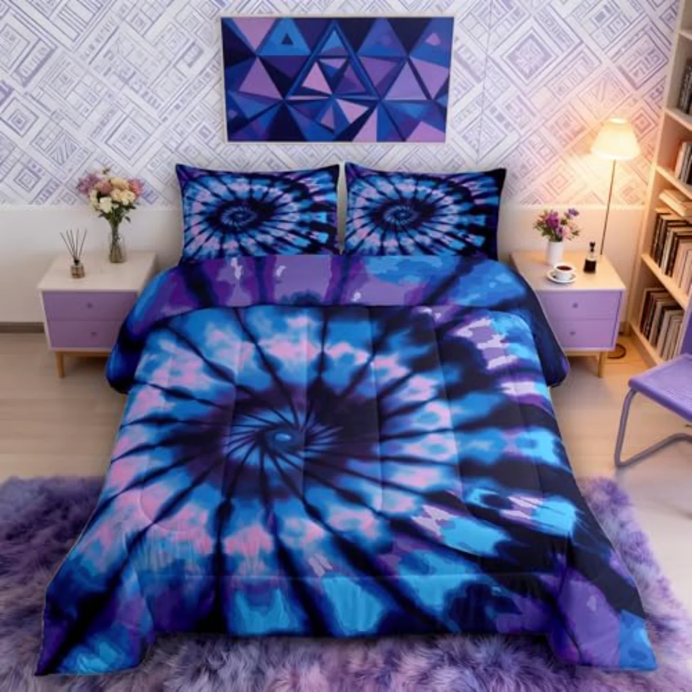 Purple Tie Dye Down Quilt, Twin