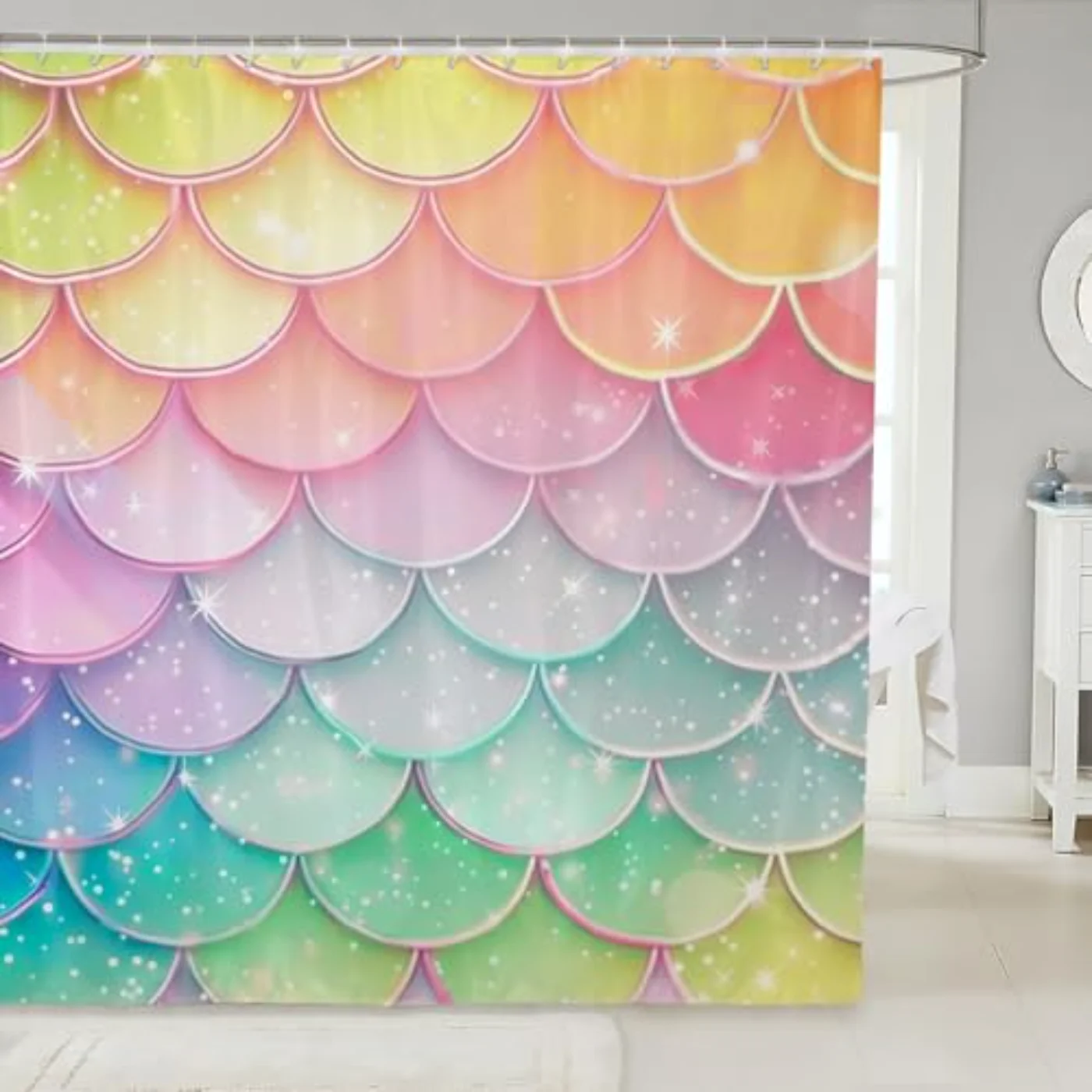 D Mermaid Scales Shower Curtain Shower Curtain