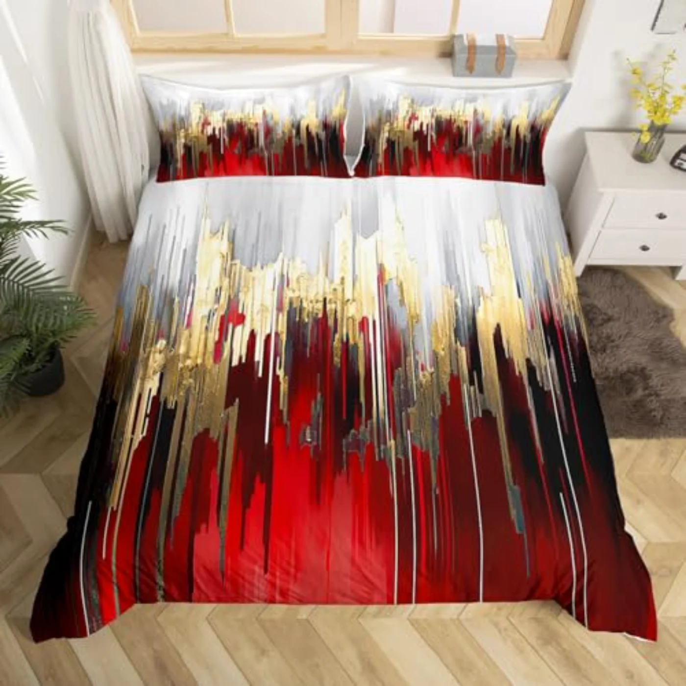Burgundy Graffiti Ombre Duvet Cover, King