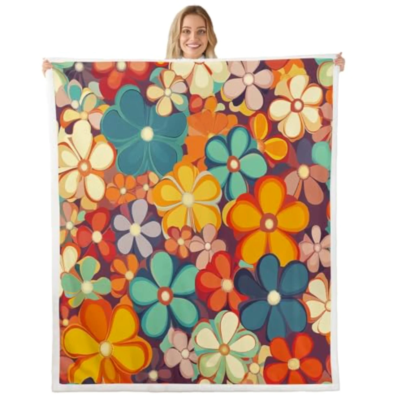 Groovy Flower Fleece Blanket S Throw