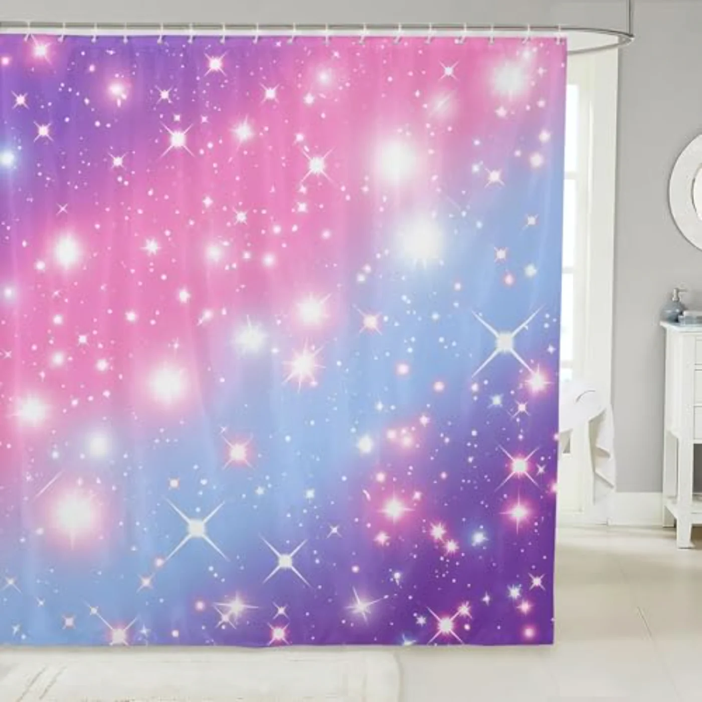 Gradient Glitter Shower Curtain Girls Shower Curtain