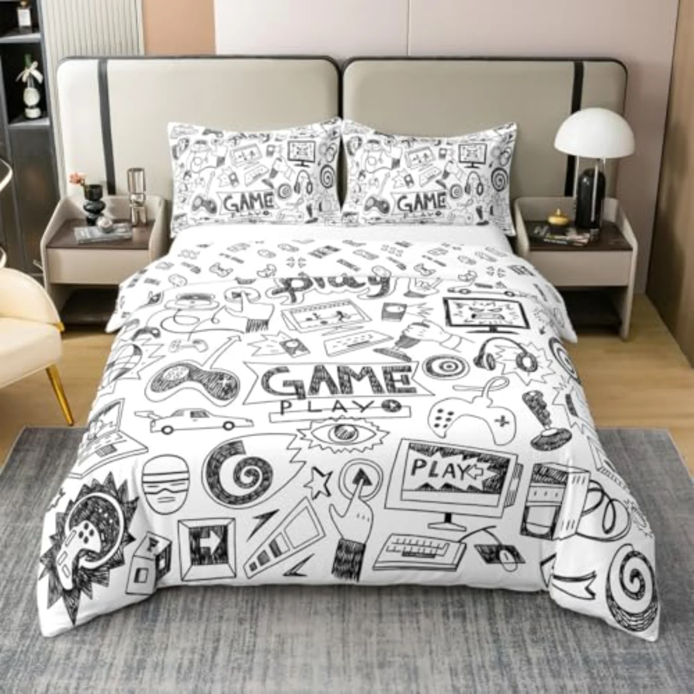 Cotton Gaming Duvet Cover, Twin