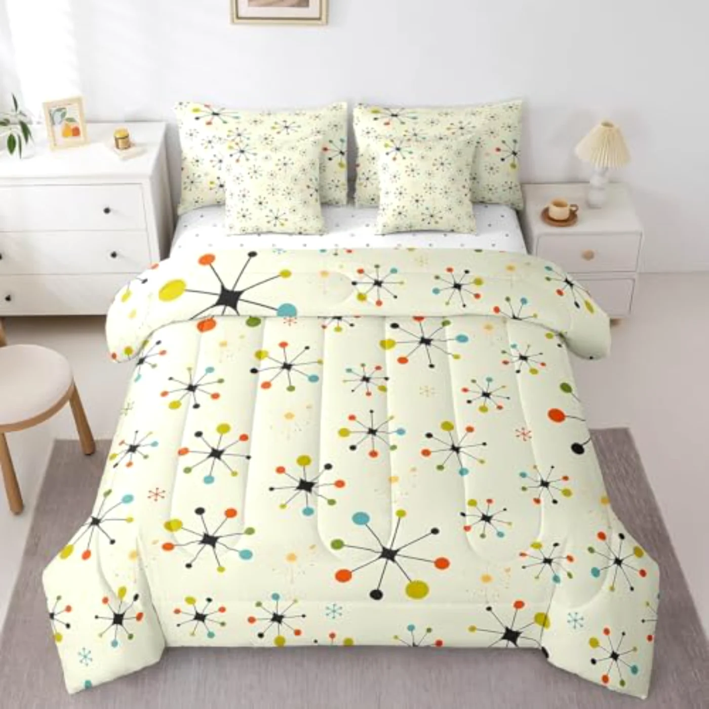 Modern Mid Century In Bag Comforter Set, Queen