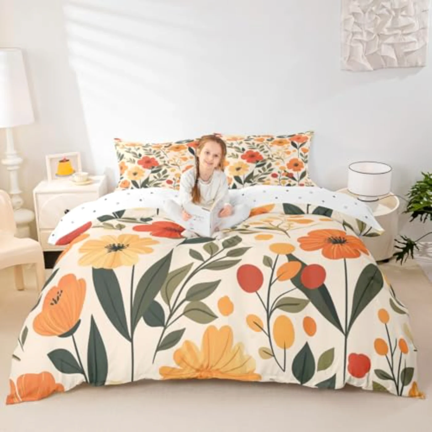 Boho Floral Duvet Cover, King