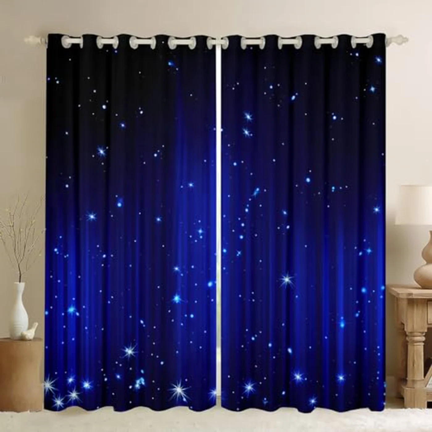 Royal Blue Black Blackout Curtains Curtains