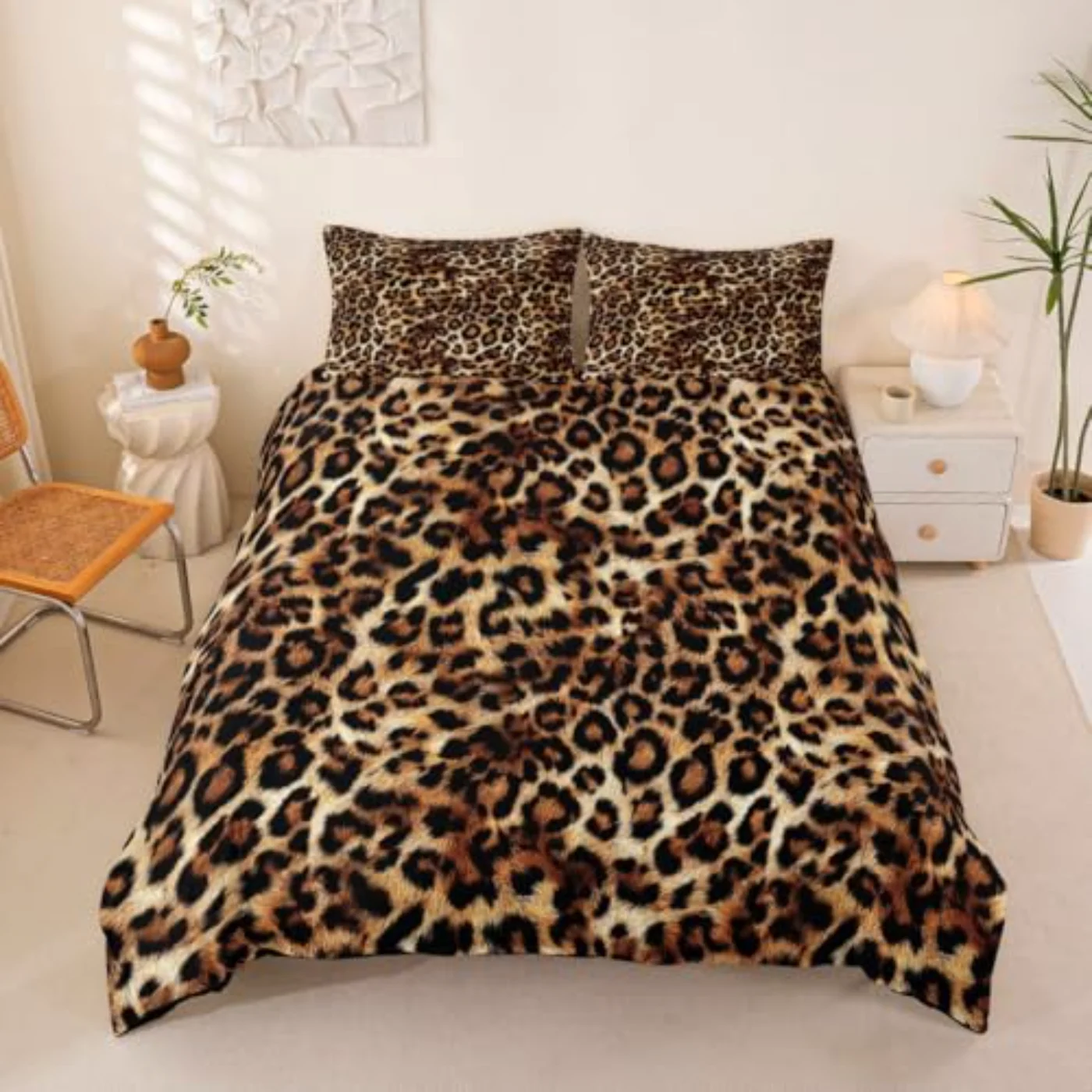 Brown Leopard Print African Cheetah Duvet Cover, Full