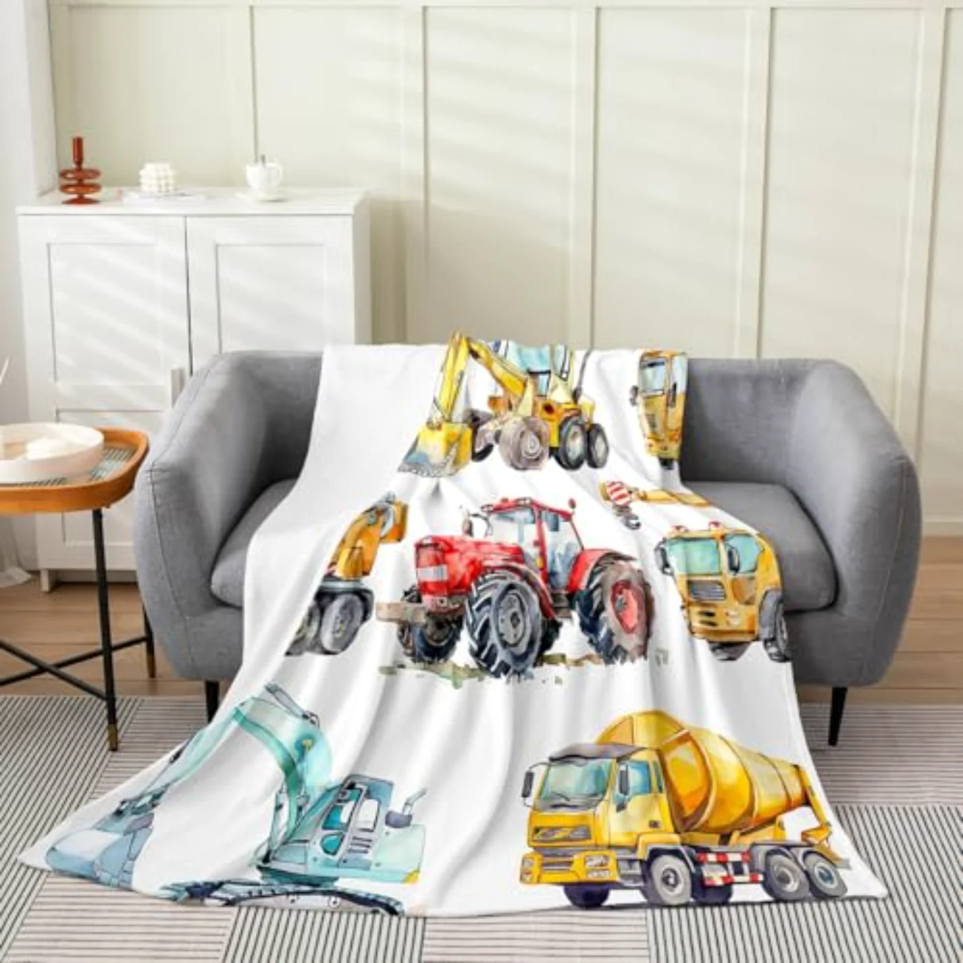 Kids Excavator Plush Blanket Throw Throw