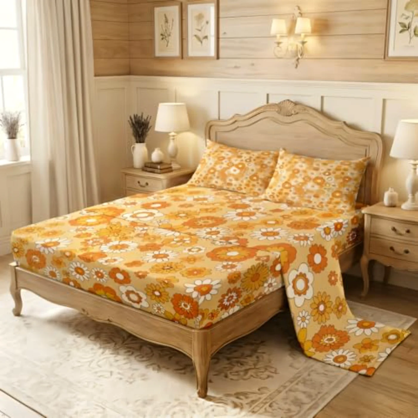 S S Retro Floral Sheets Sheet Set, Twin