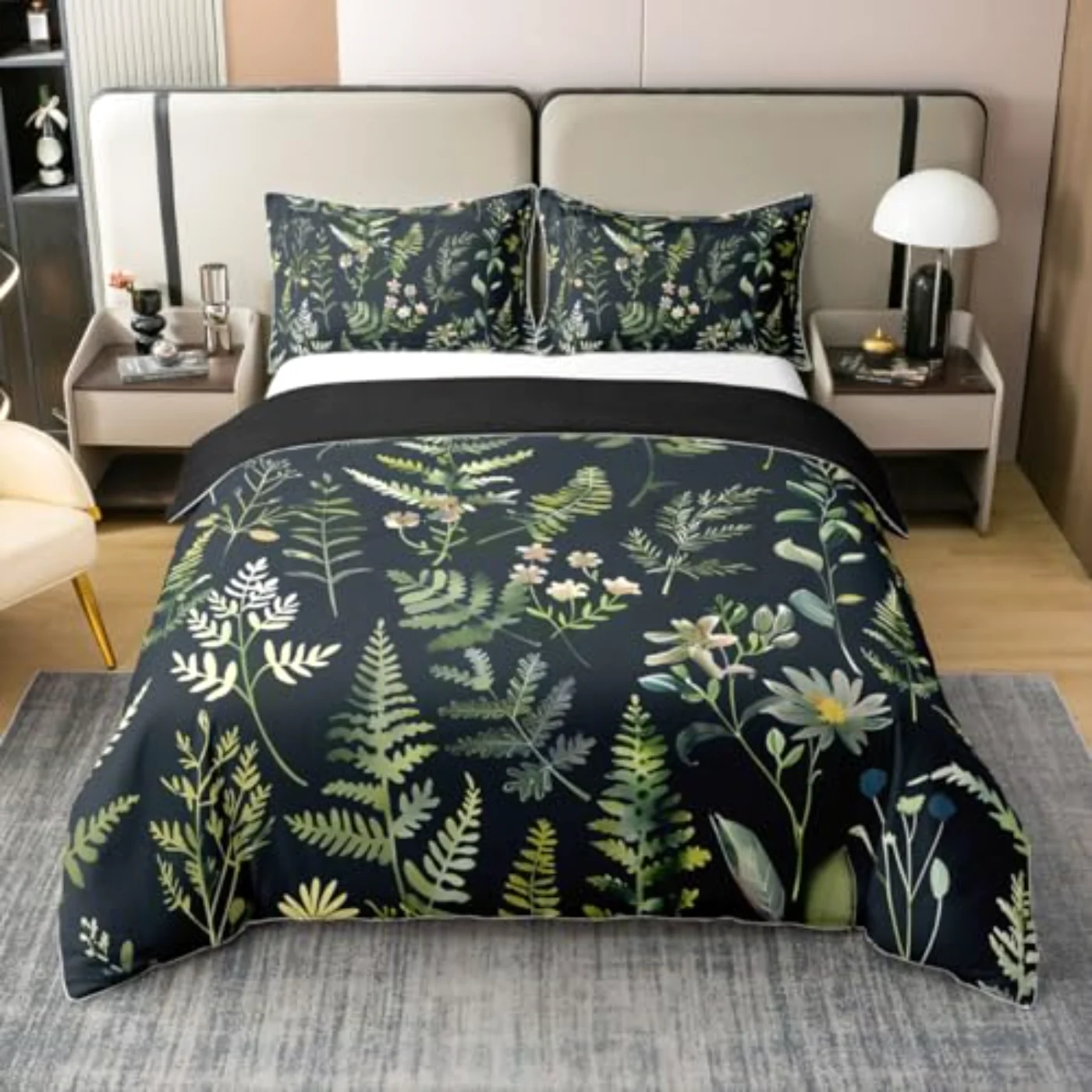 Farmhouse Botanical Rustic Plant Leaves Duvet Cover, Twin
