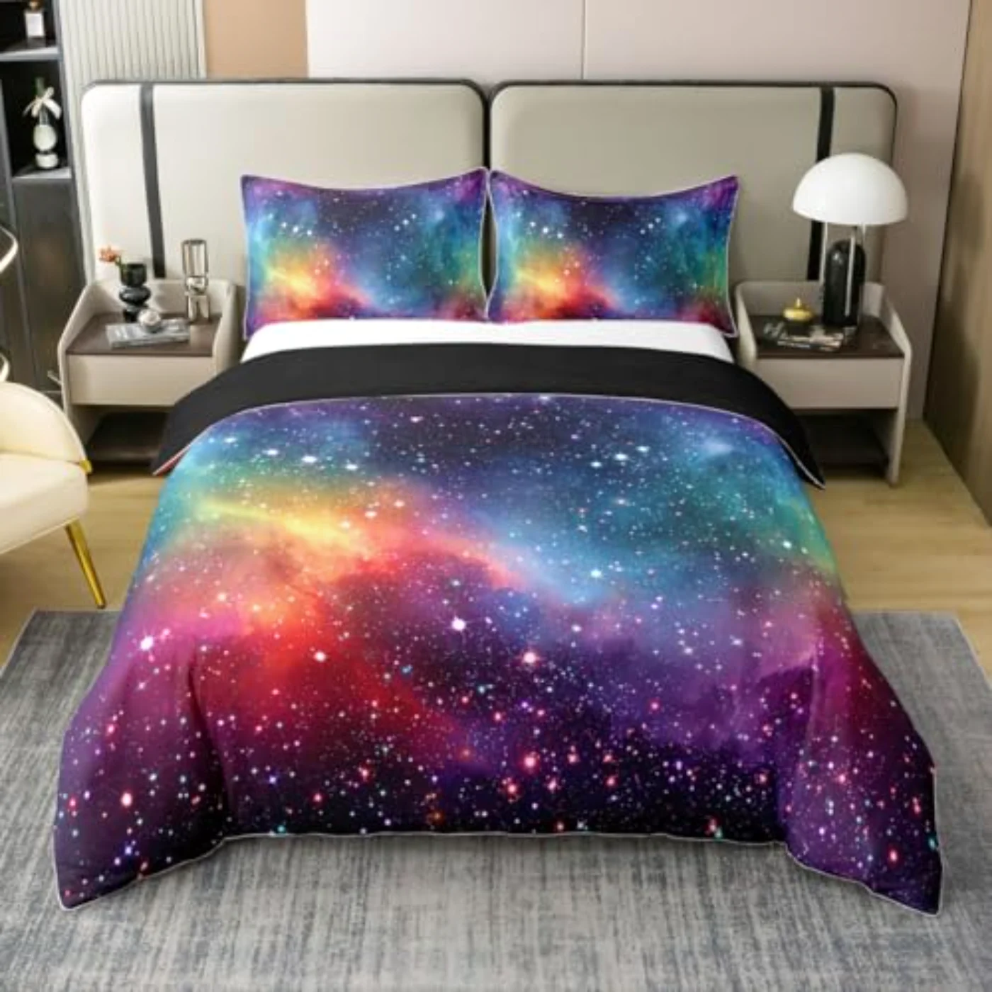 Colorful Galaxy Cotton Aesthetic Starry Duvet Cover, Twin
