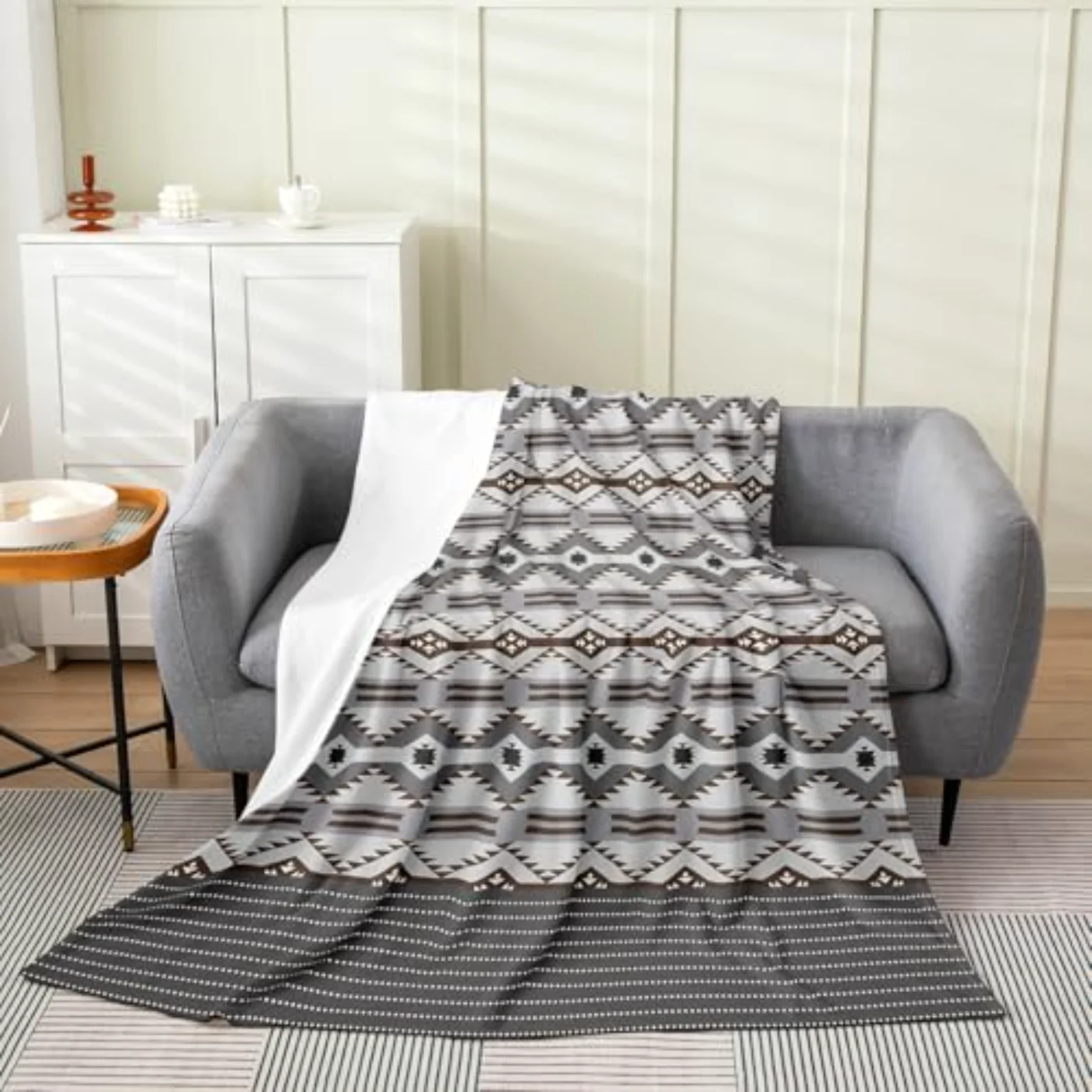 Boho Farmhouse Flannel Blanket Western Throw