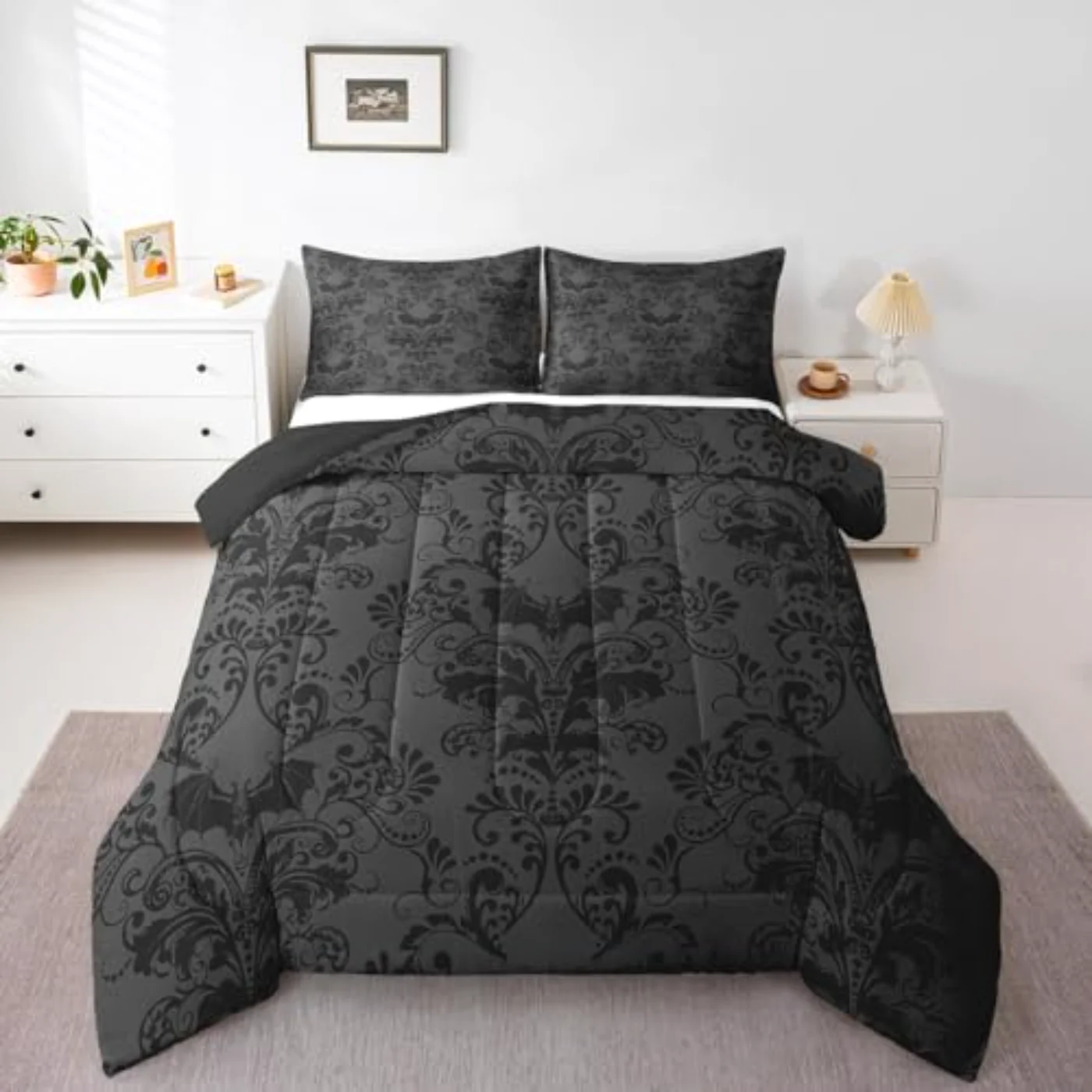 Adults Black Damask Antique Victorian (6G3J)