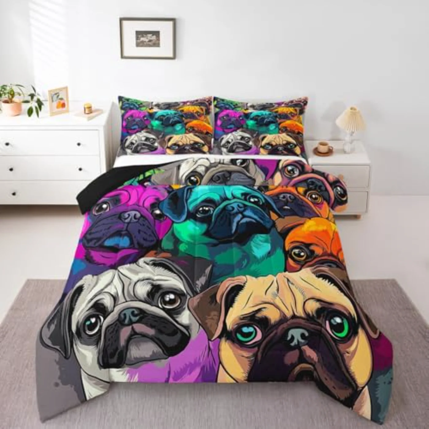 Pug Lovely Pug Dog Colorful Comforter Set, King