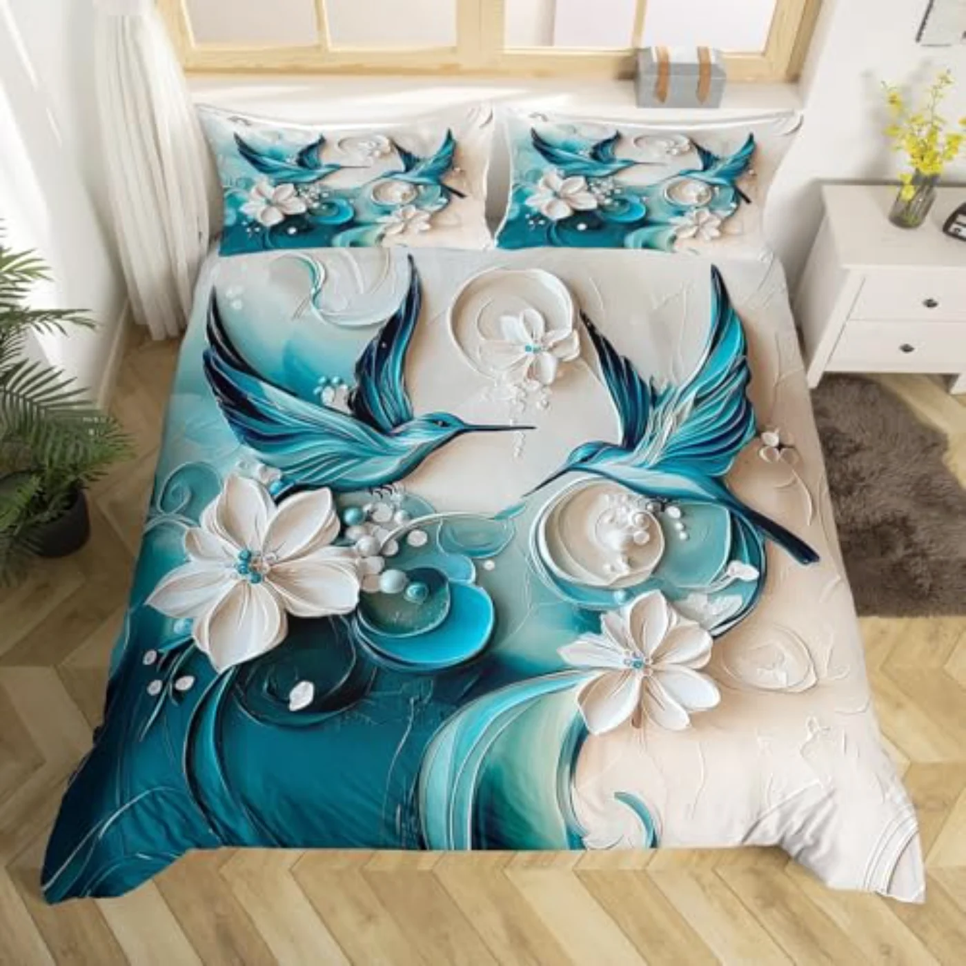 Hummingbird Kids Girls Teen Women Duvet Cover, Queen