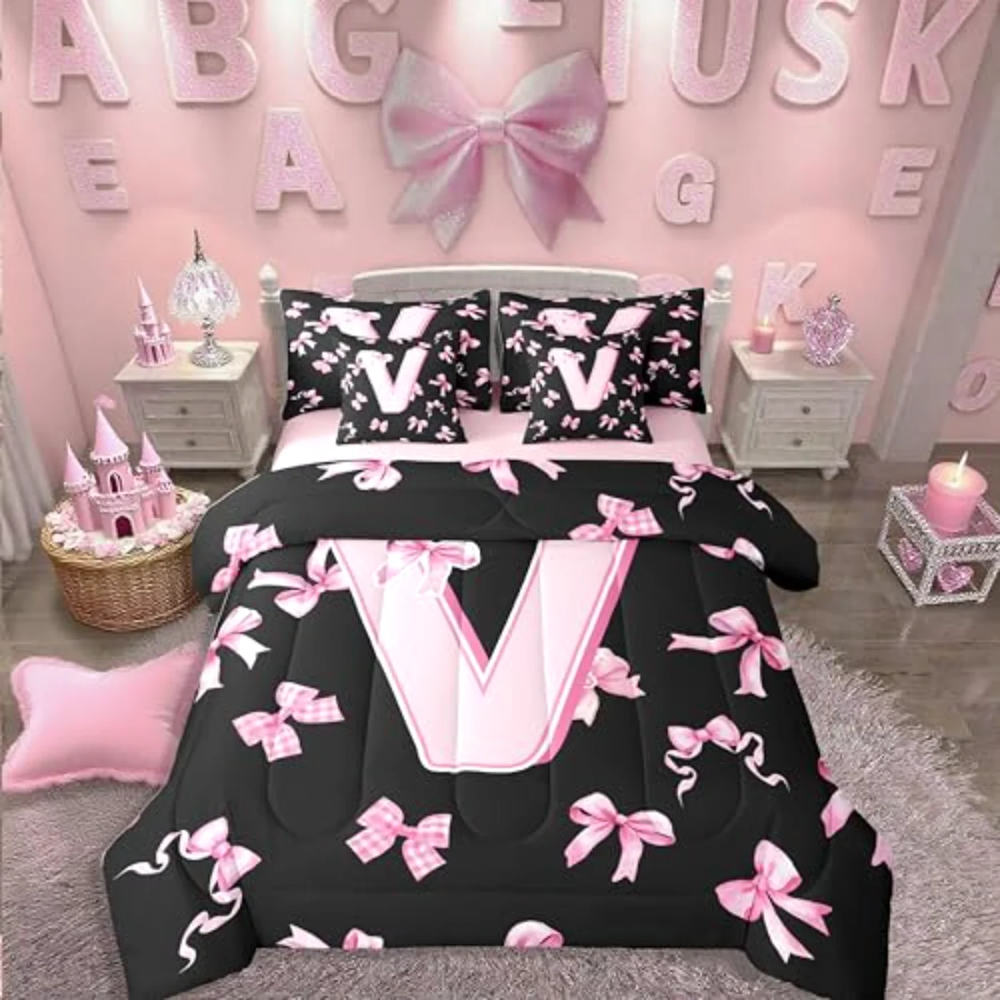 Initial Letter V Sheets Teen Quilt, Twin