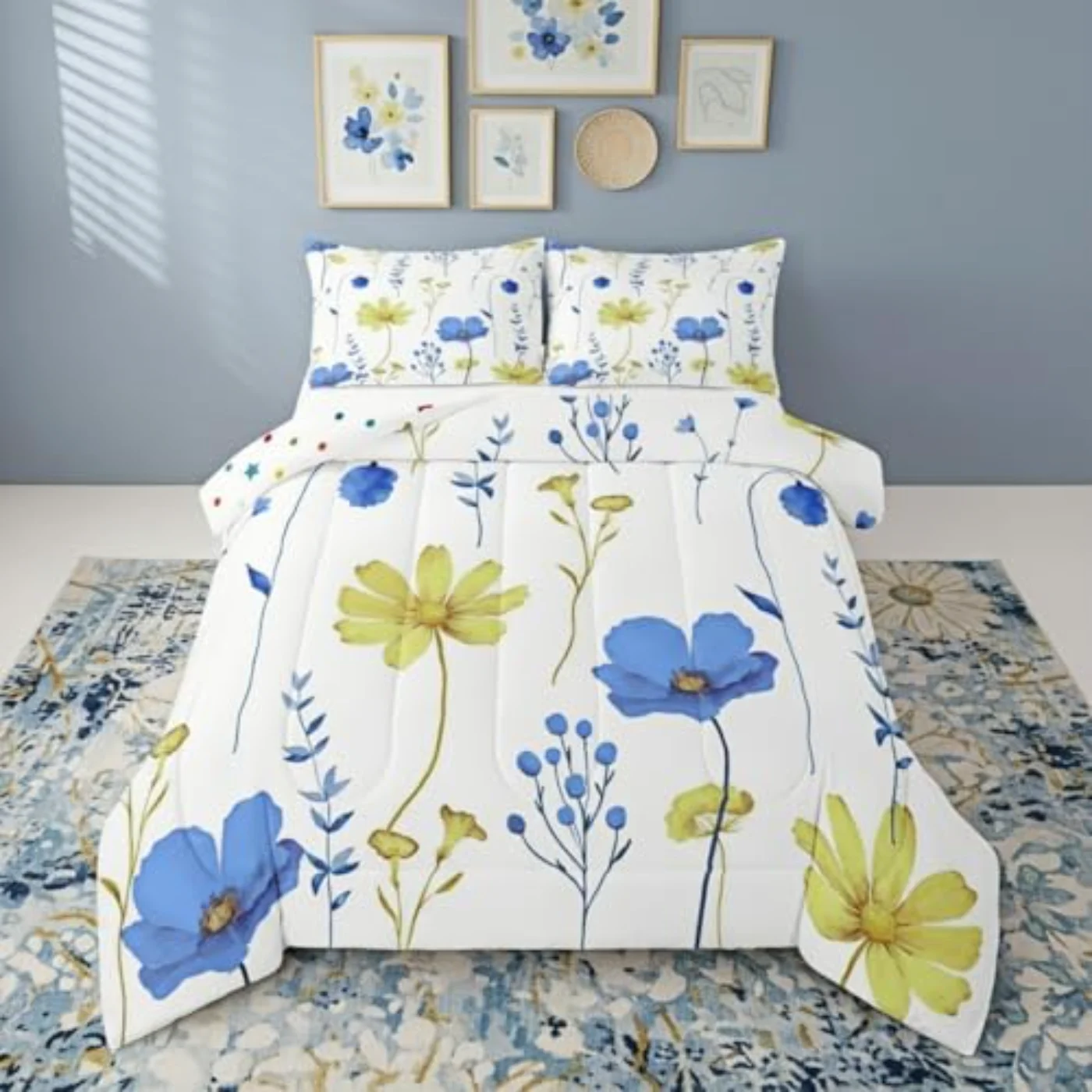 Watercolor Floral Comforter Set, King