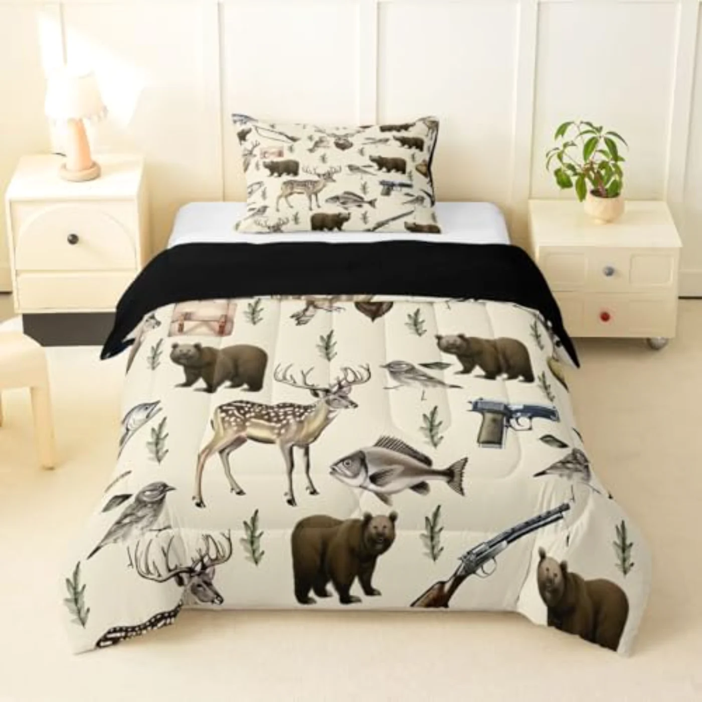 Hunting Fishing Boys Girls Comforter Set, Twin