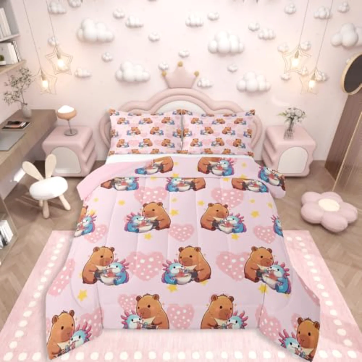 Cute Capybara Comforter Set, Twin