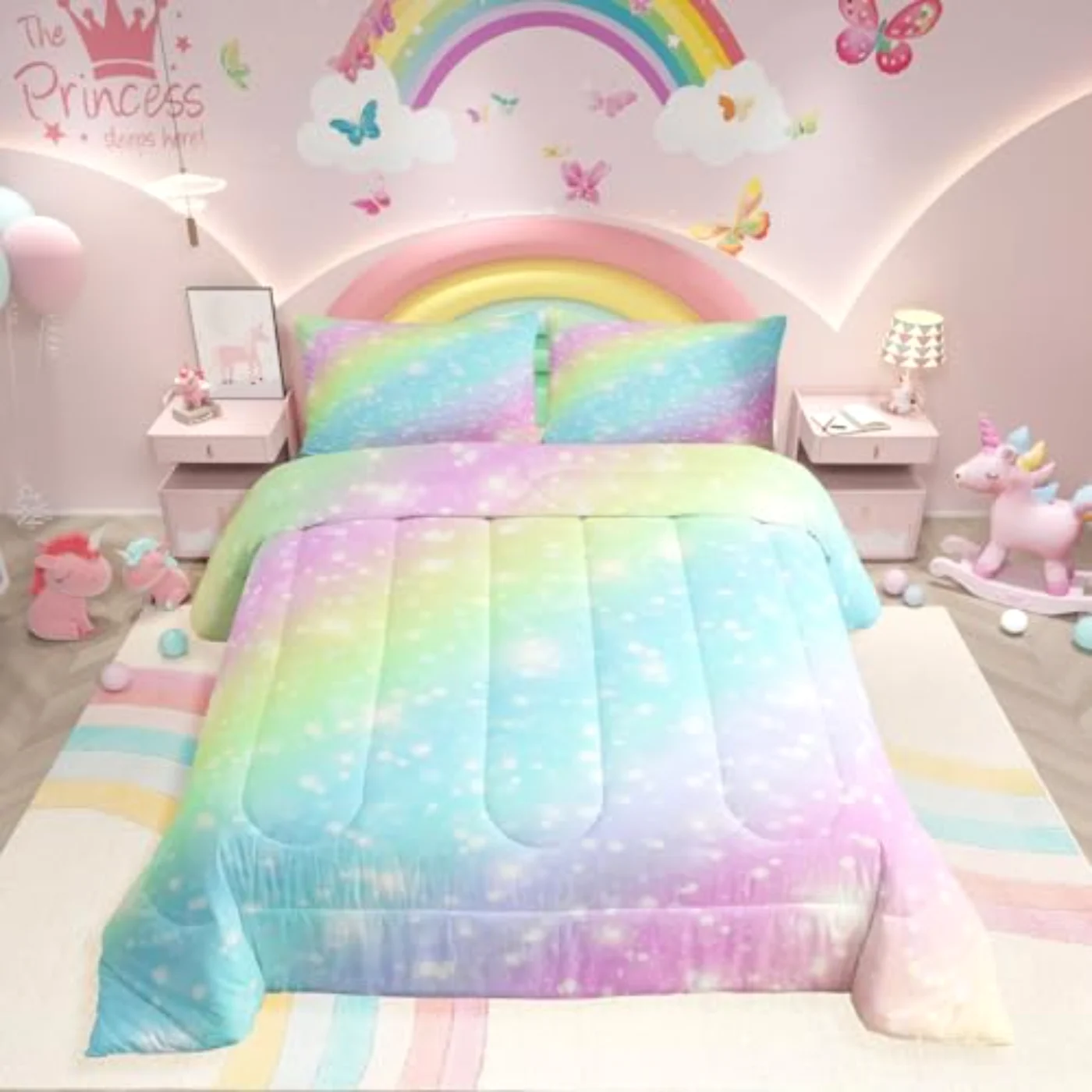 Rainbow Kids Girls Teens Women Quilt, Twin