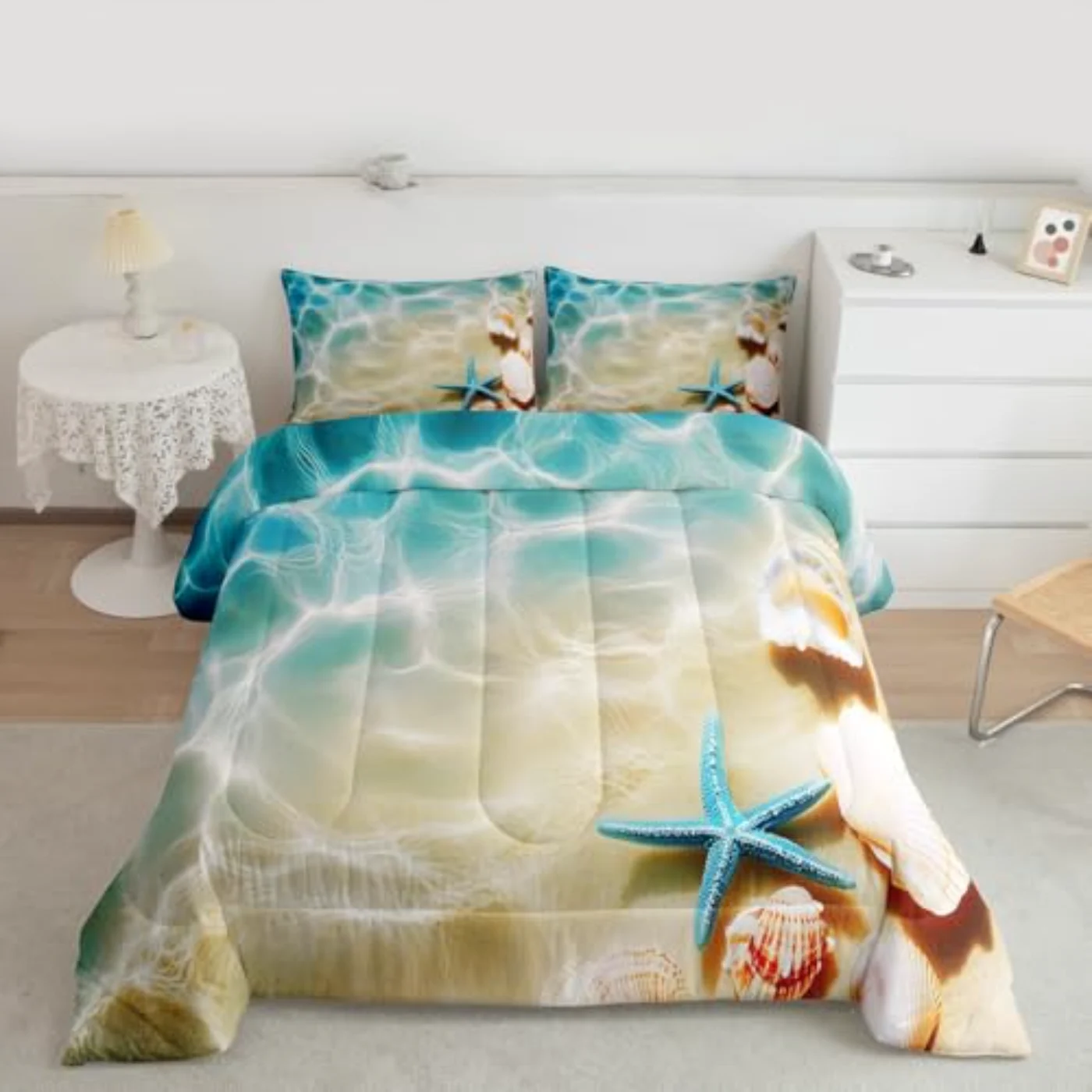 Ocean Beach Coastal Nature Theme Quilt, Twin
