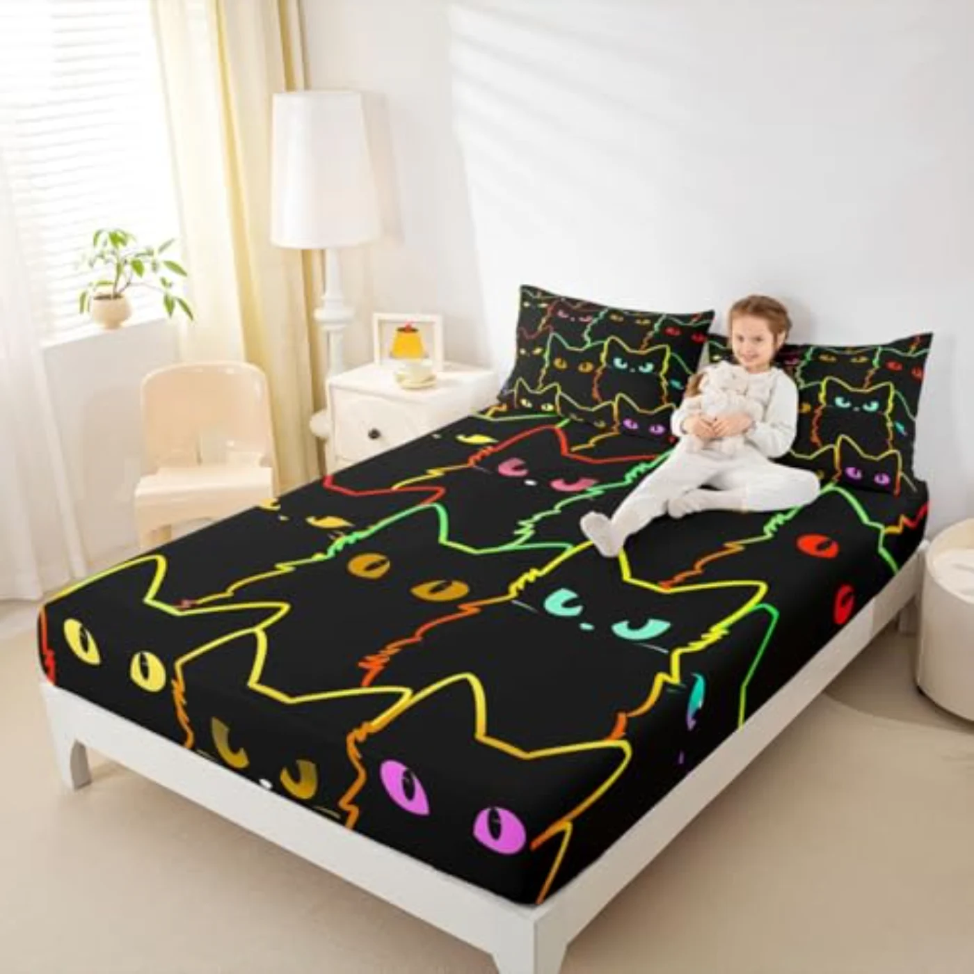 Cat Fitted Girls Sheet Set, Twin