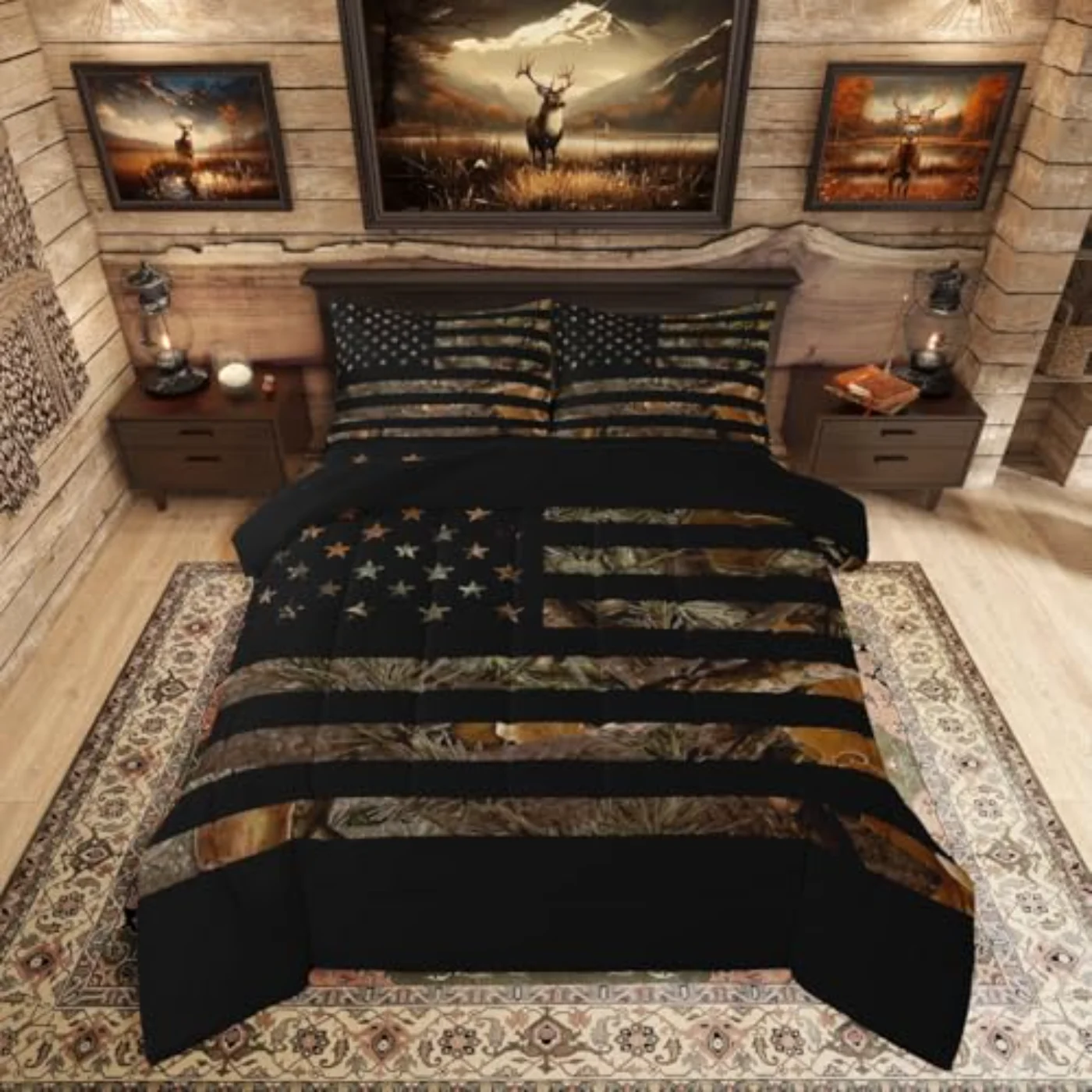American Flag Camo Quilt, Queen