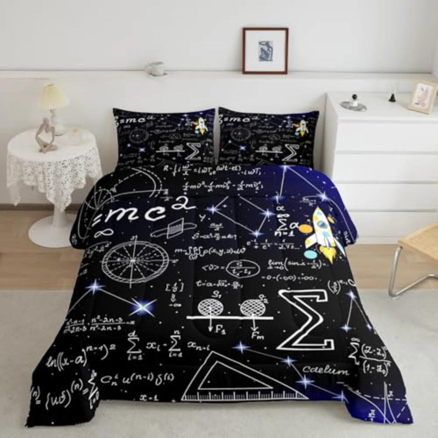 Math Equations Boys Mathematics Quilt, Twin