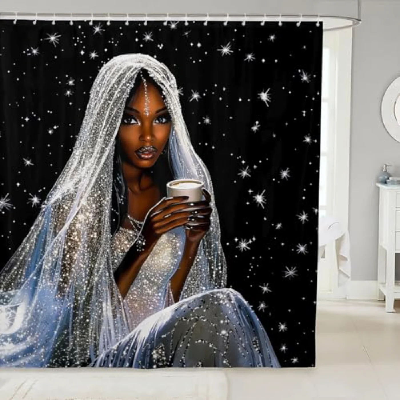 Exotic Afro Girl Shower Curtain Shower Curtain