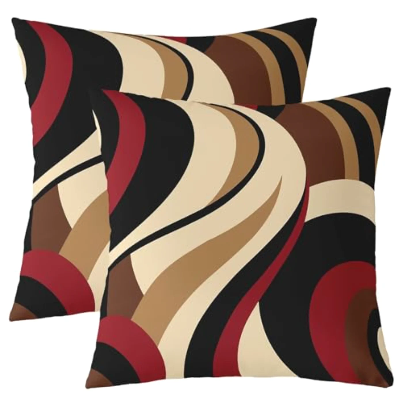 Pack Red Brown Spiral Throw Pillow Covers
