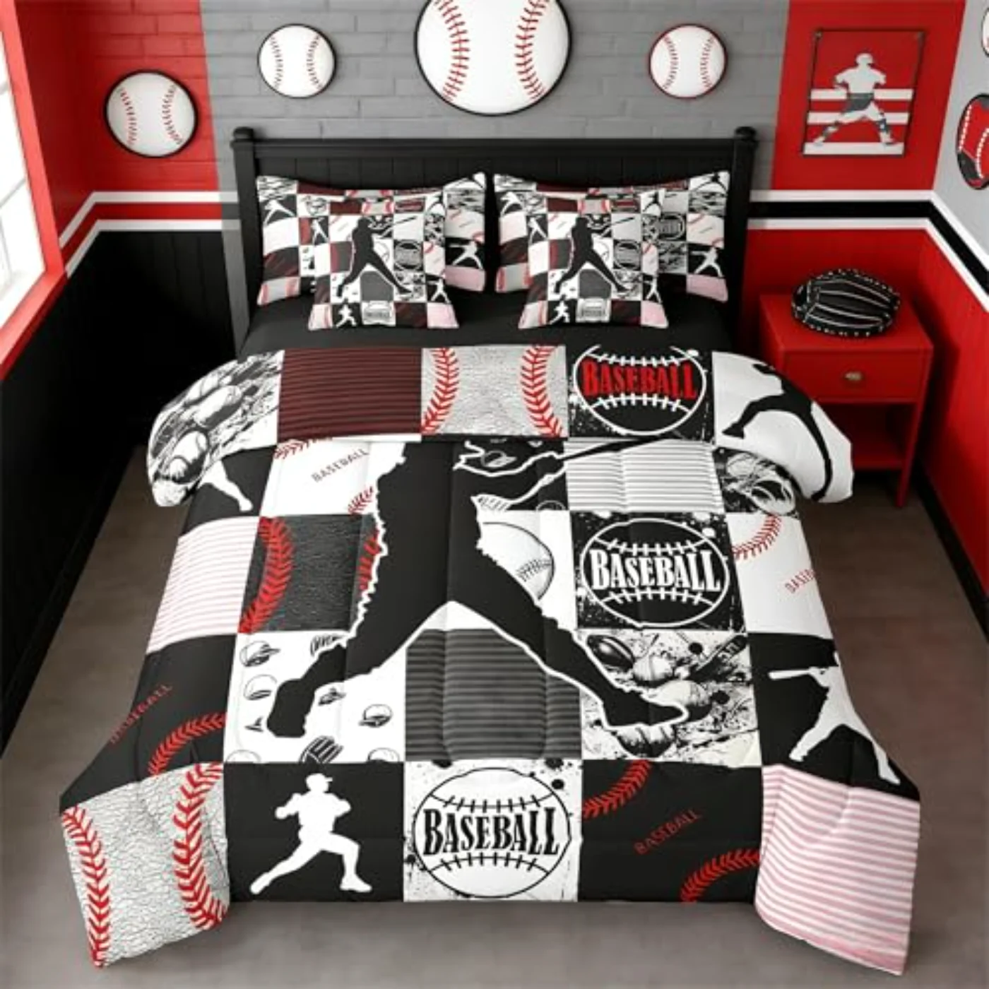 Sport Ball Boys Baseball Sheets Comforter Set, Twin