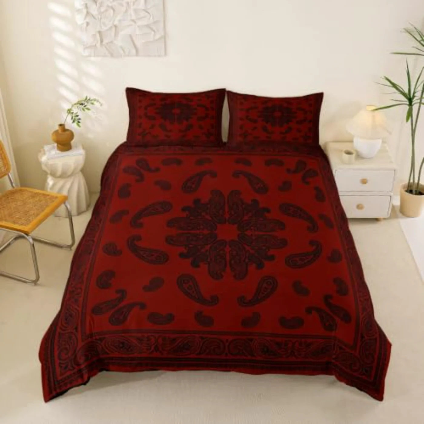 Red Damask Vintage Paisley Adults Duvet (9GLG)