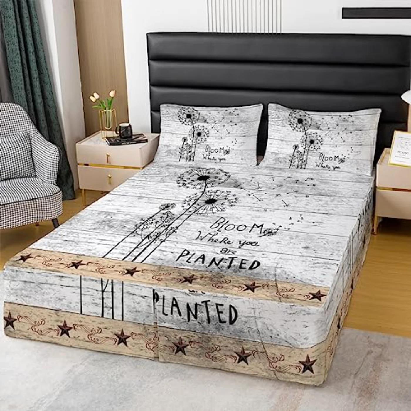 Dandelion Skirt Western Texas Star Comforter Set, Queen